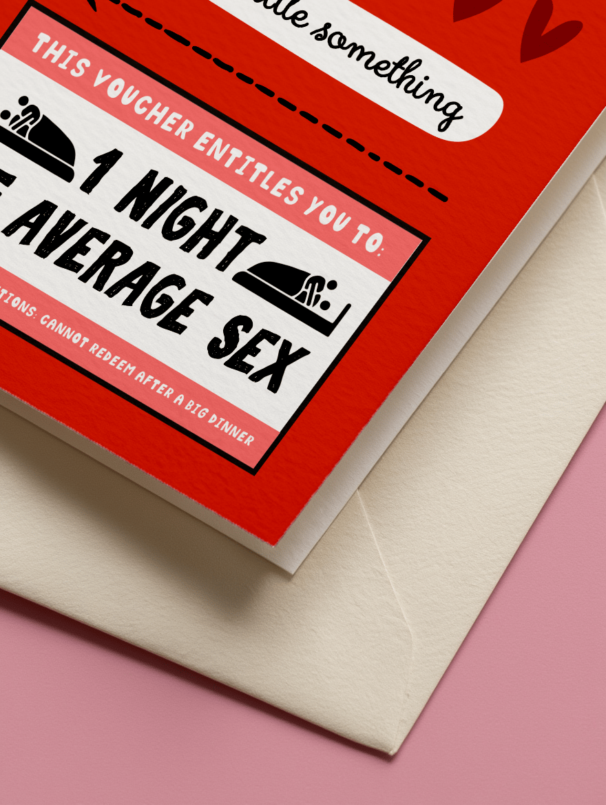 Average Sex Voucher Valentine's Day Card mockup 3