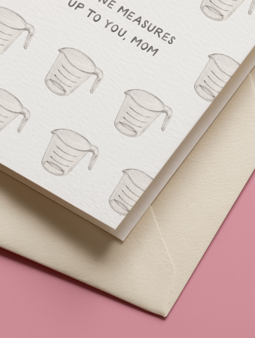 No One Measures Up Mom Card mockup 3