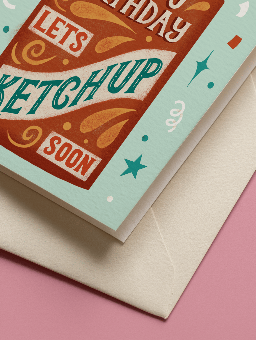Happy Birthday Let's Ketchup Card mockup 3