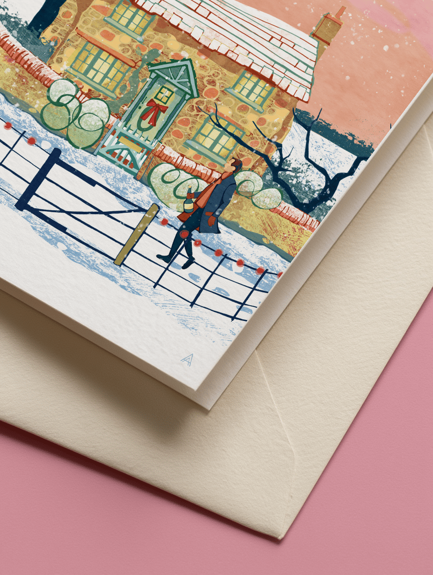 Quaint Cottage Holiday Wishes mockup 3