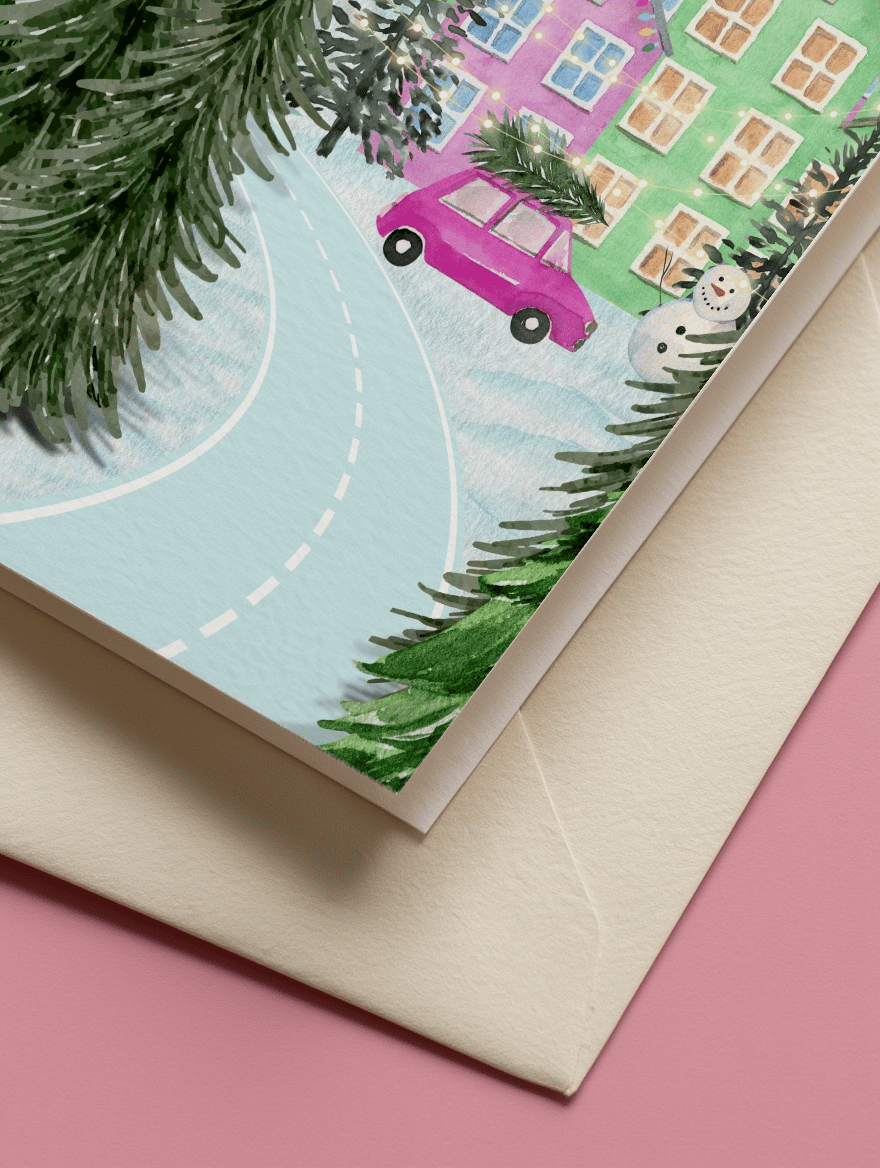 Colorful Christmas Village mockup 3