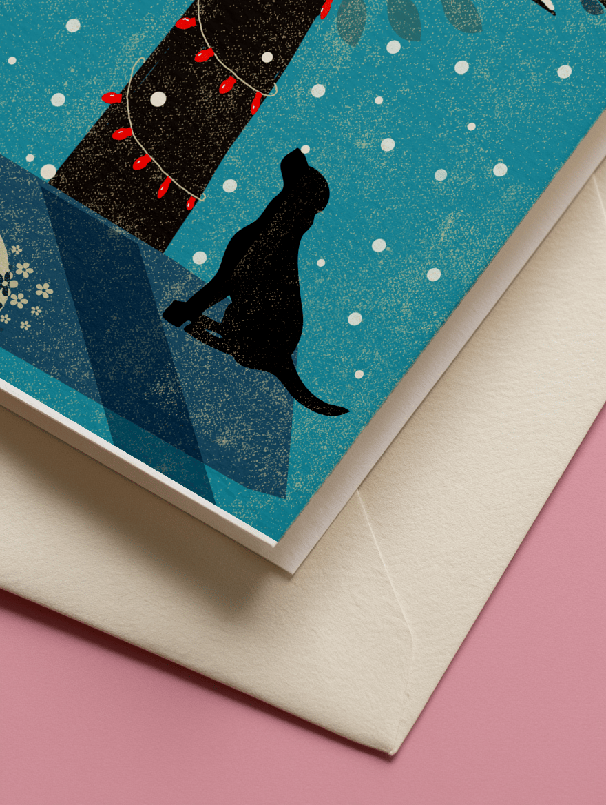 Dog and Squirrel Under Festive Tree mockup 3