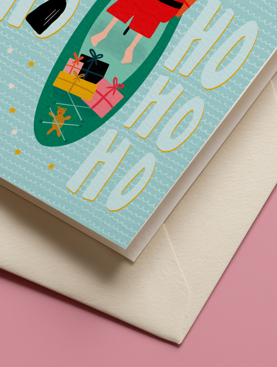 Santa Paddleboarding Christmas mockup 3
