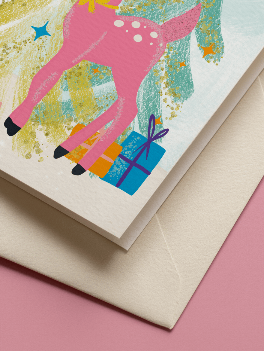 Pink Reindeer Joy Christmas mockup 3