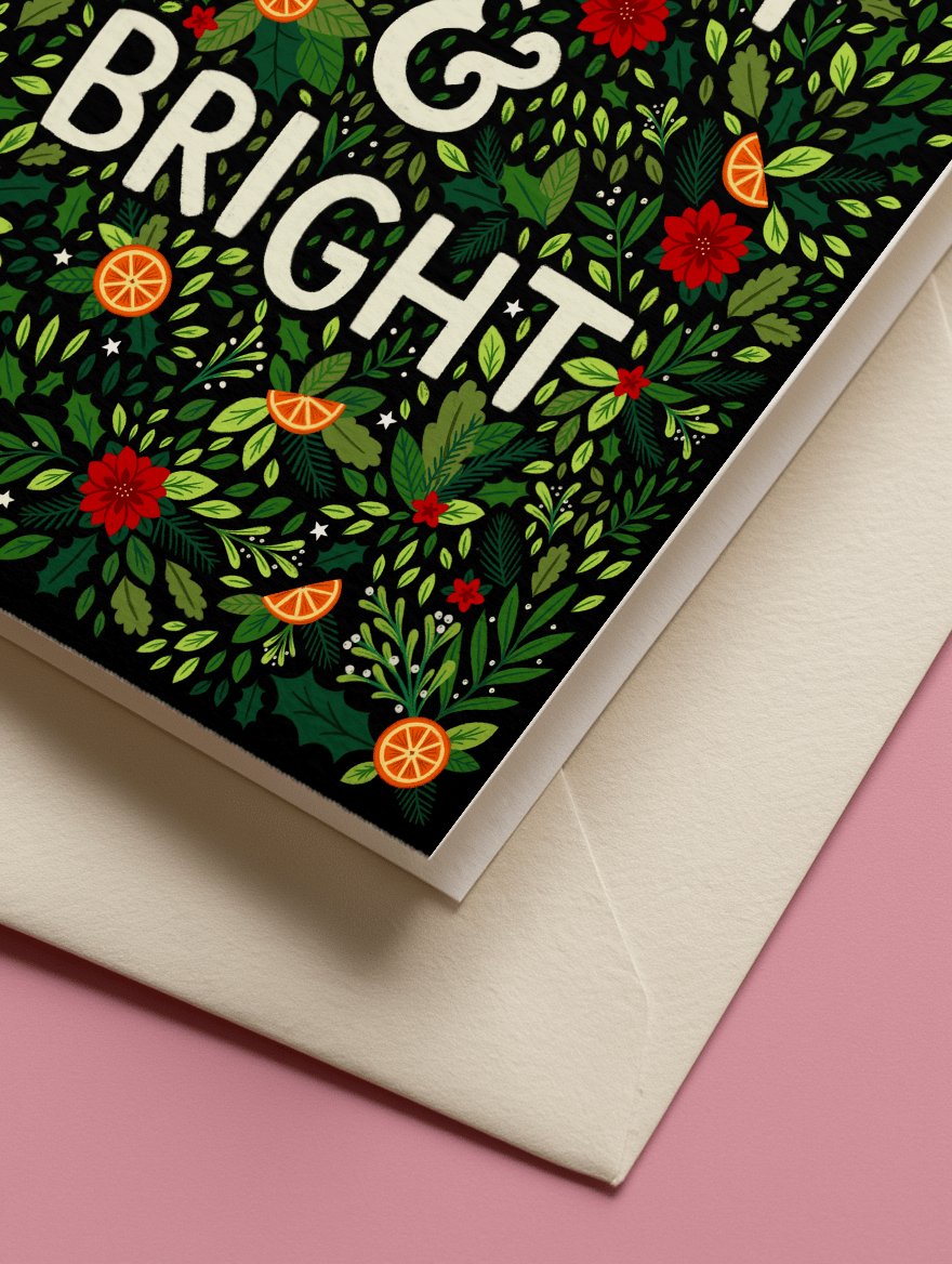 Merry & Bright Festive Illustration mockup 3