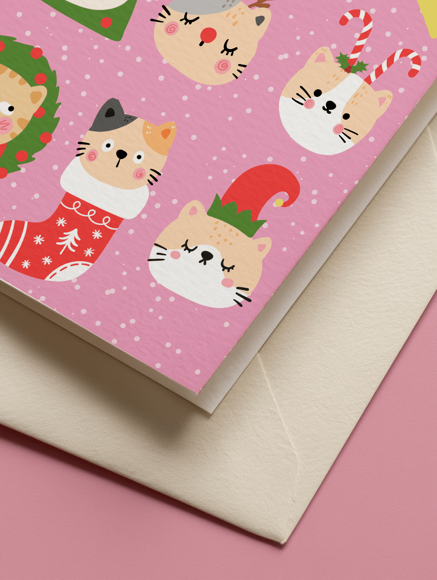 Cute Cat Christmas Card mockup 3