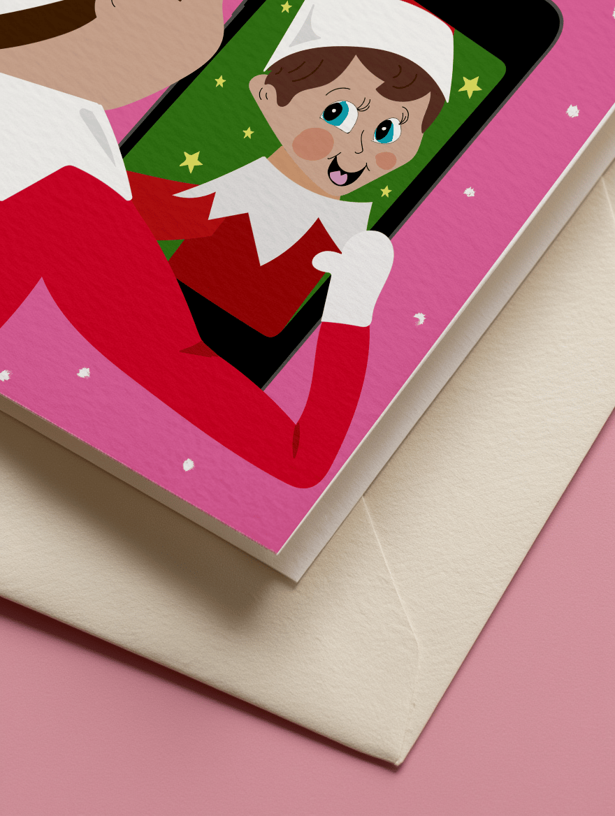 Let's Take an Elfie Christmas Card mockup 3