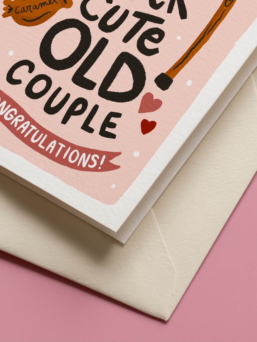 Super Cute Old Couple Wedding Card mockup 3