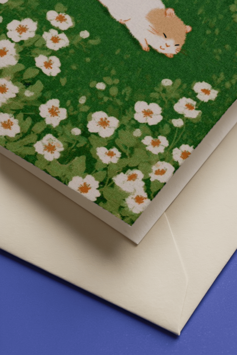 hamster laying in grass mockup 3