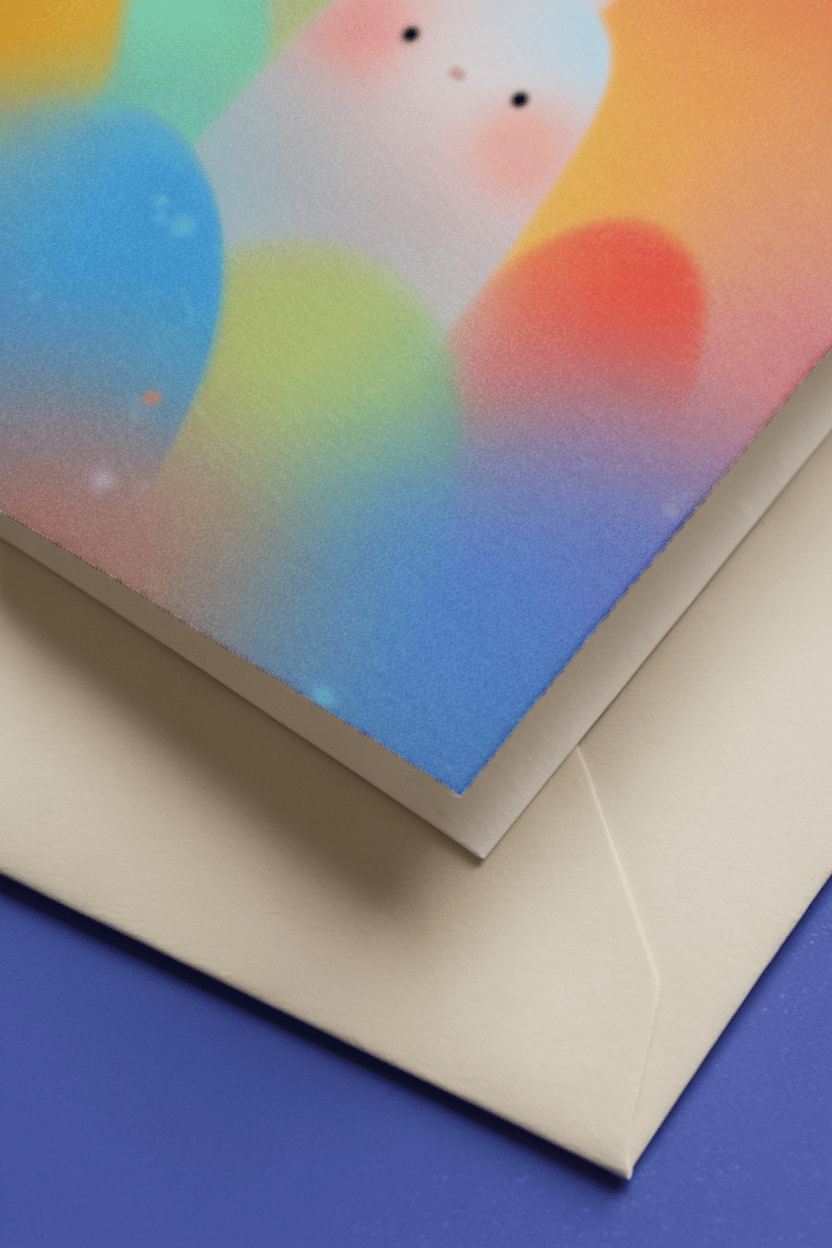 Cute Bunny in Rainbow Clouds mockup 3
