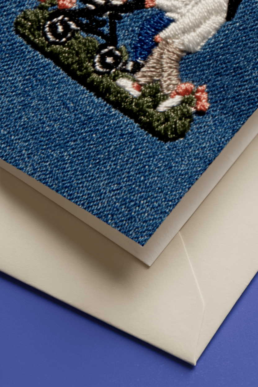 Joyful Family Stroll Embroidery Card mockup 3