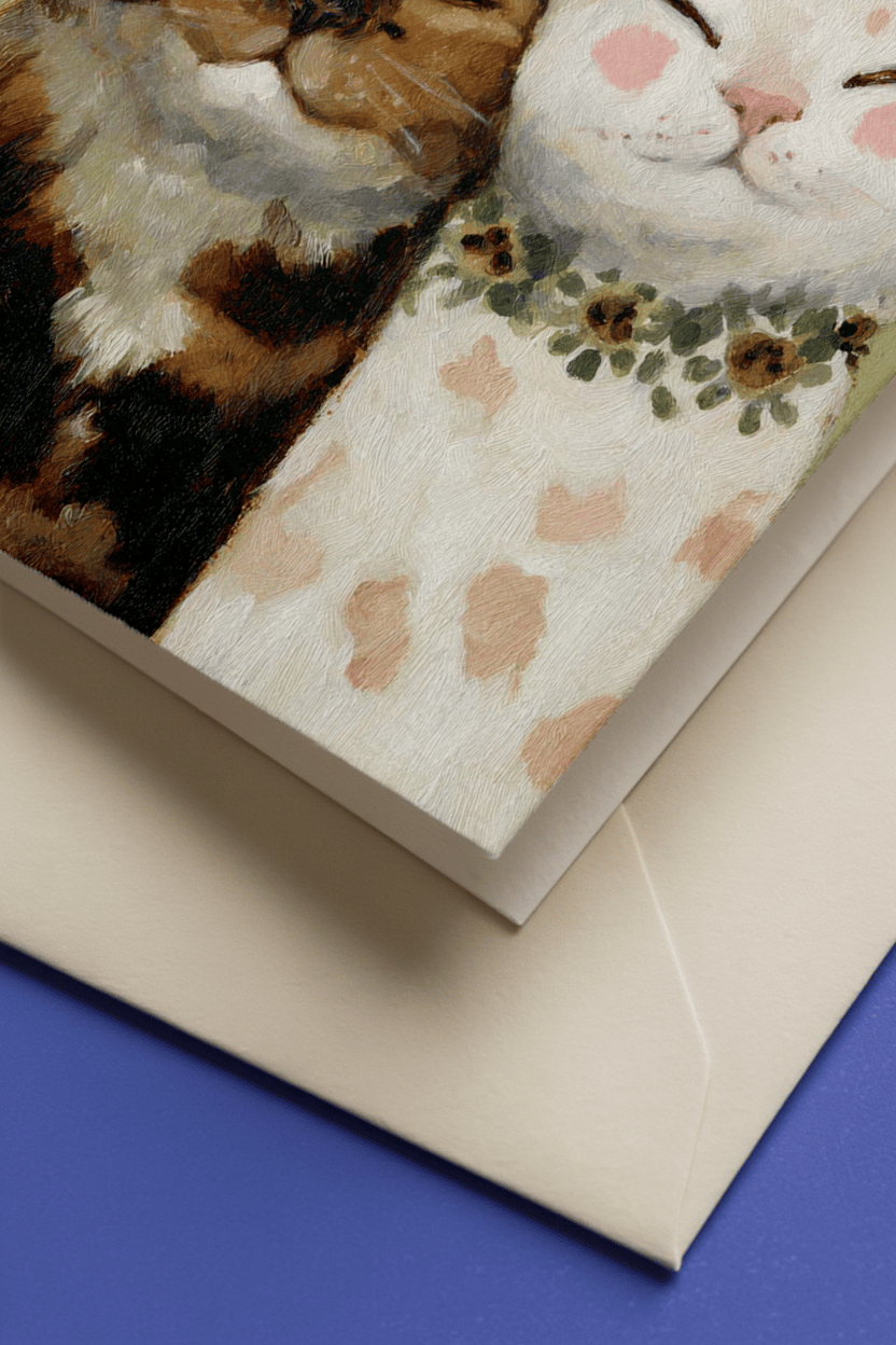 Purrfect Together Cat Greeting Card mockup 3