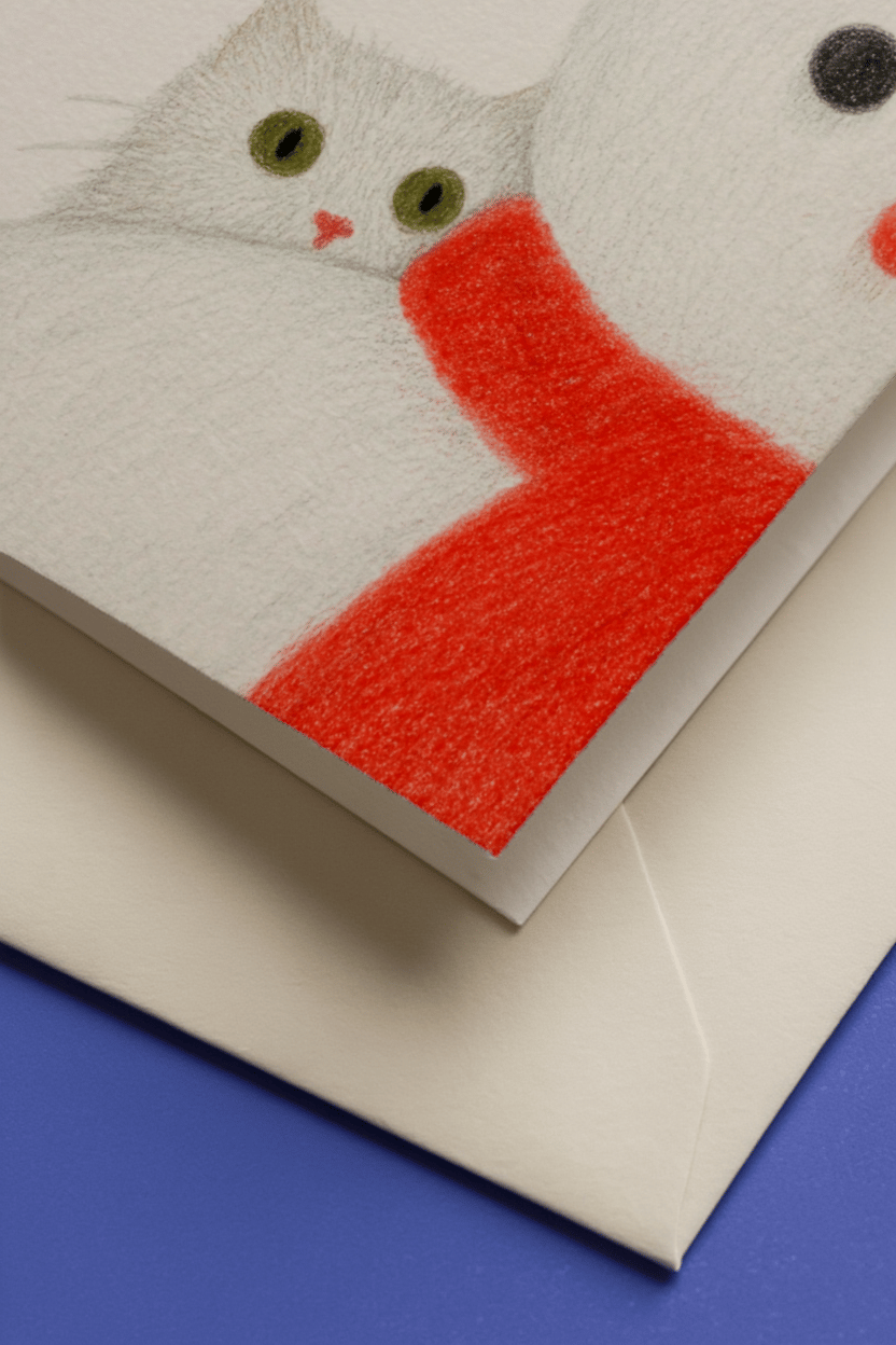 Festive Snowman & Cat Holiday Card mockup 3