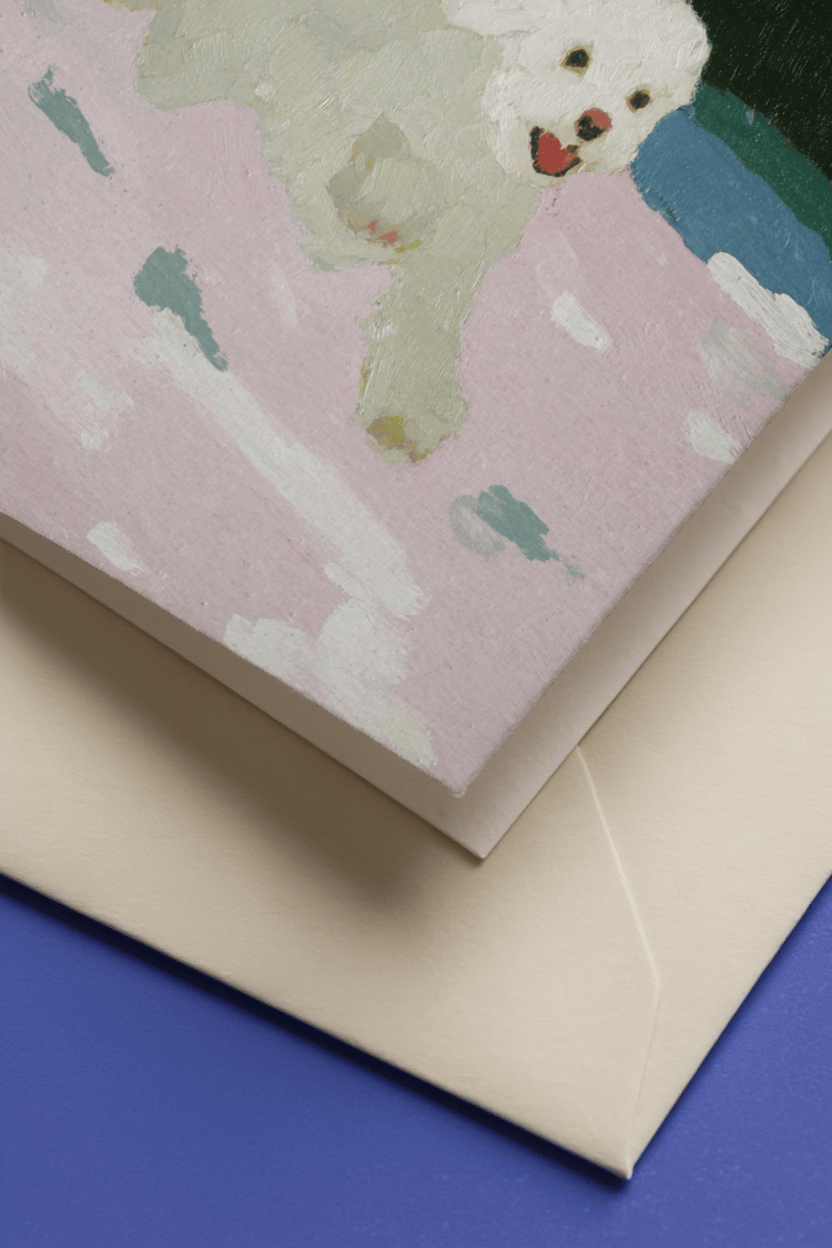 Joyful Snowy Pup Greeting Card mockup 3