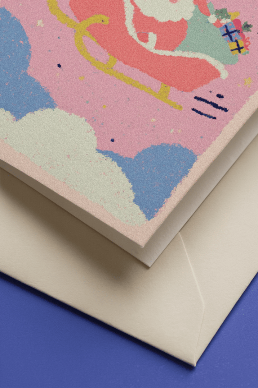 Festive Santa Sleigh Ride Card mockup 1