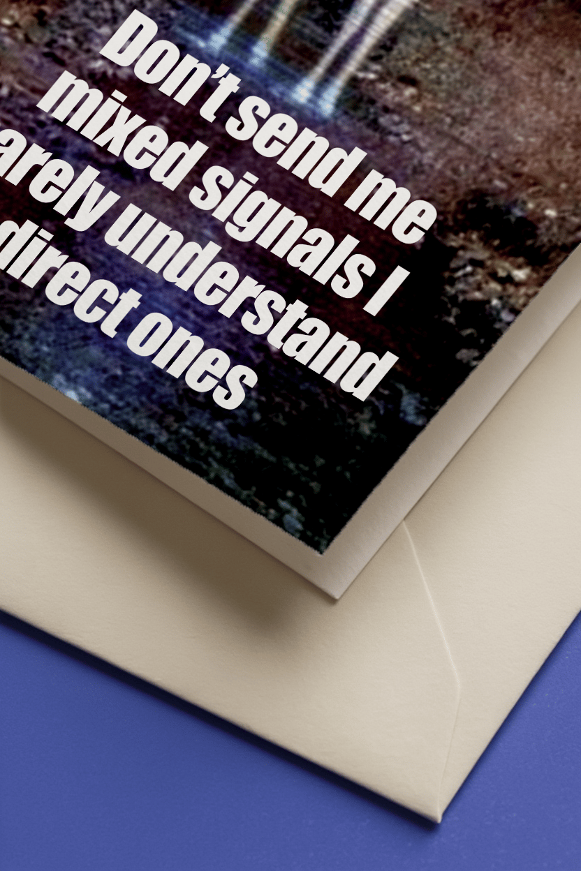 Funny Mixed Signals Joke Card mockup 3