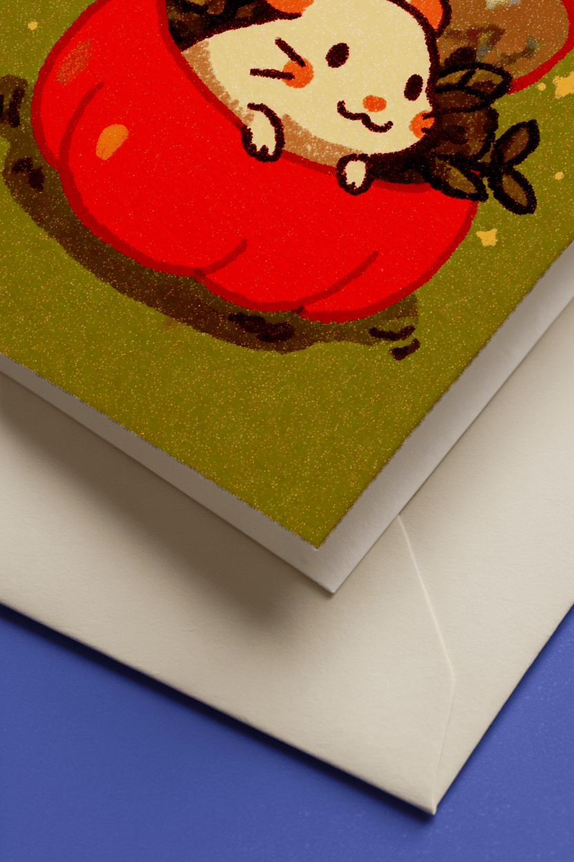 Adorable Pumpkin Mouse Card mockup 3