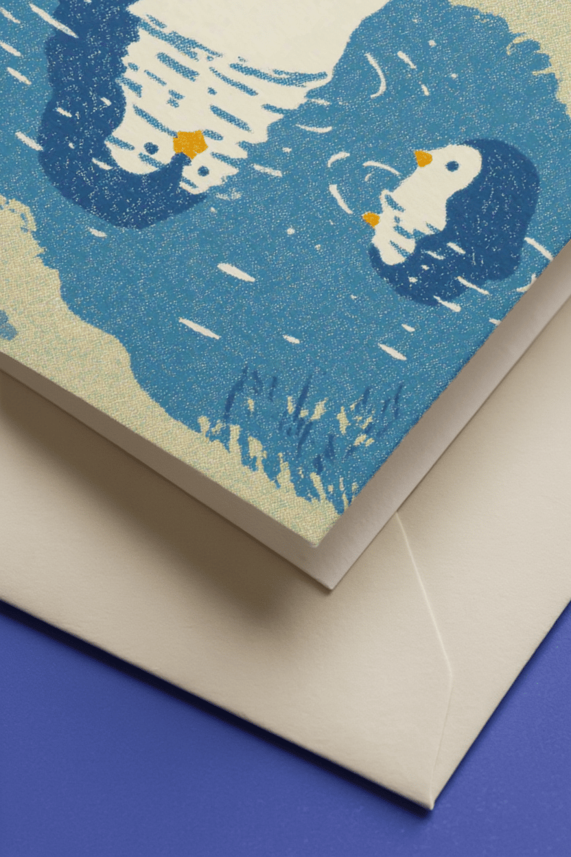 Charming Penguins Just Because Card mockup 3