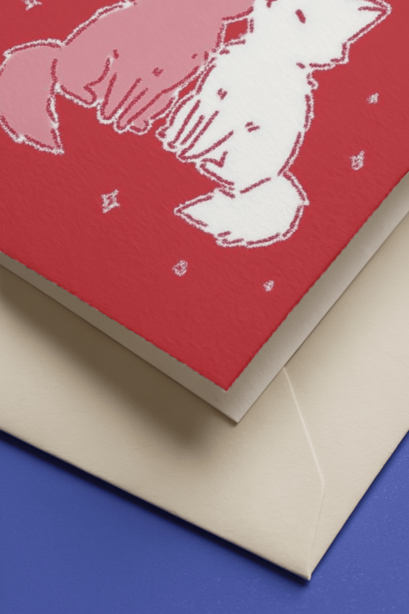 Adorable fox Romance Card mockup 3