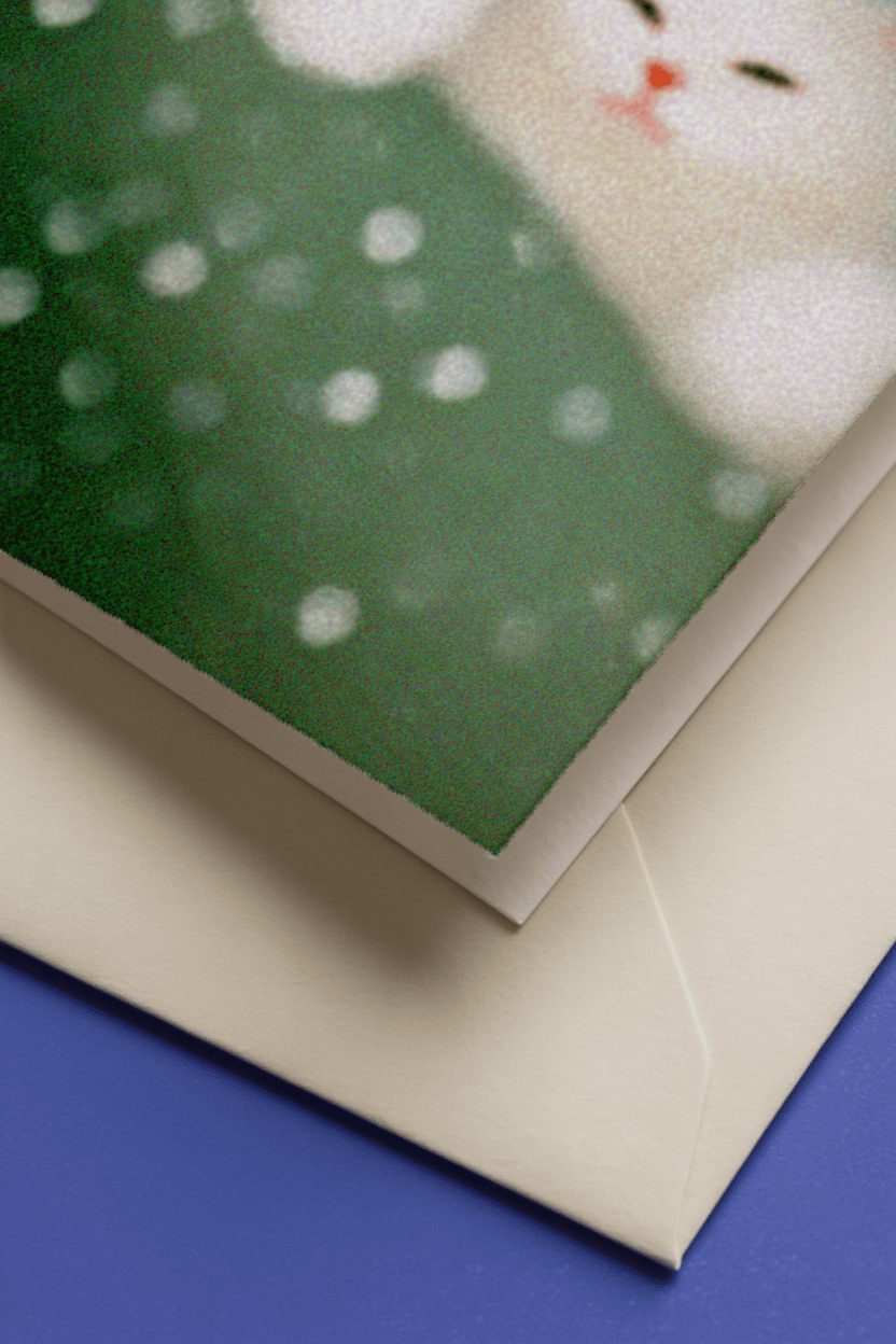 Cozy Cat thumbs up Greeting Card mockup 3