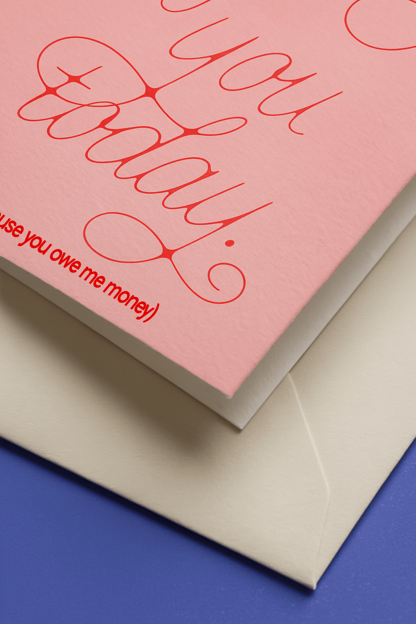 Thinking of You Because You Owe Me Money Card mockup 3