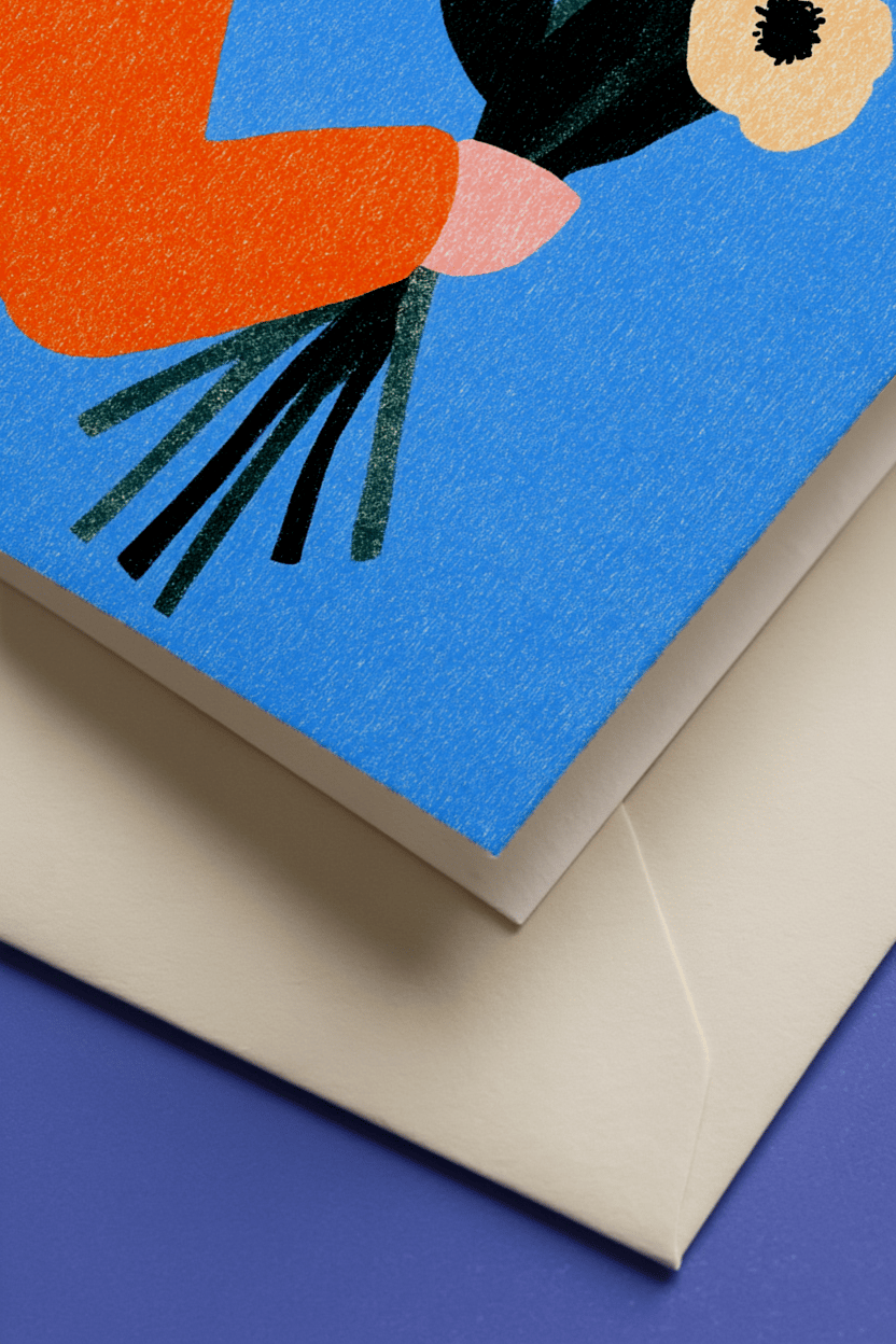Flowers in Hand Illustrated Card mockup 3