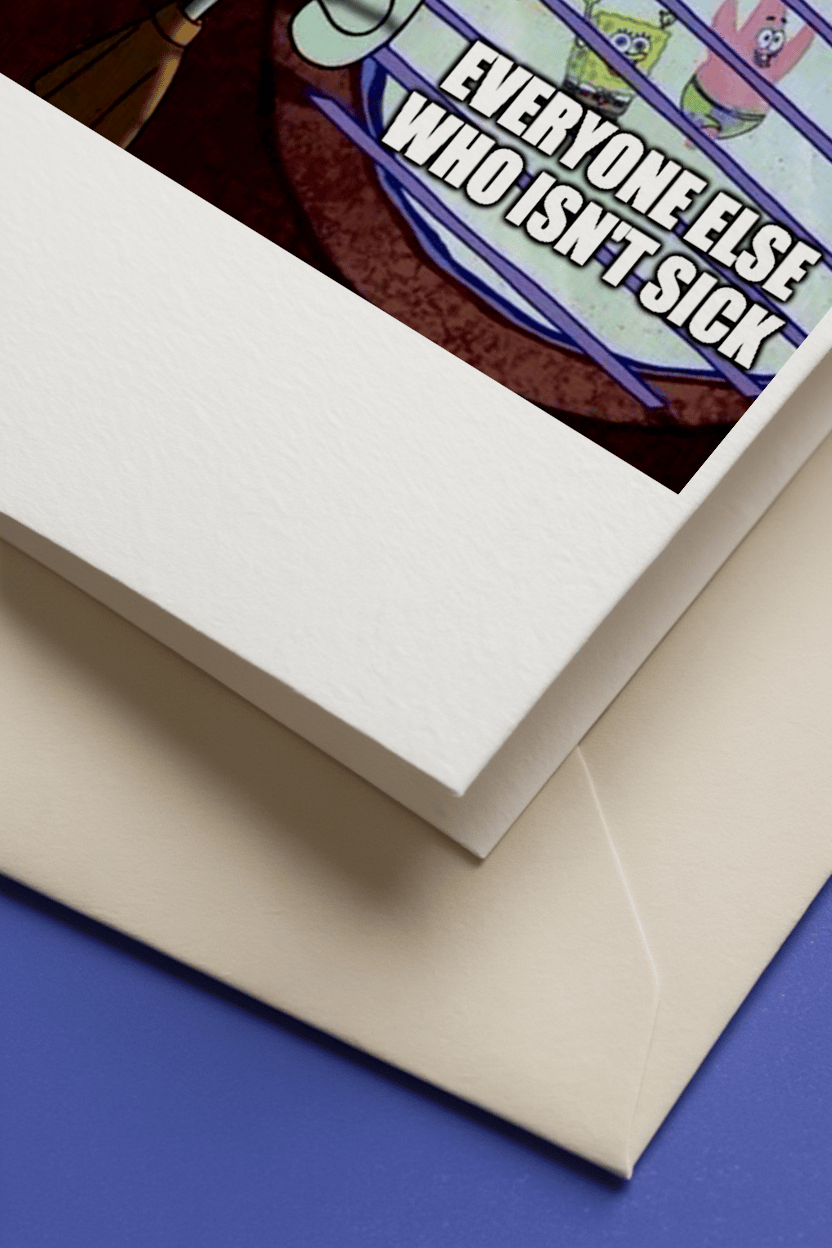 Sick Day Spongebob Window Card mockup 3
