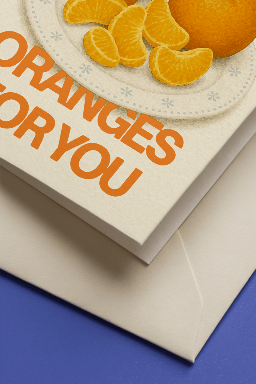 I Would Peel Oranges For You Card mockup 3