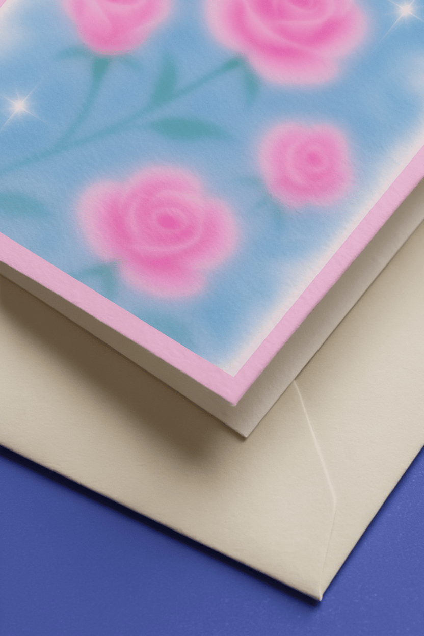 Blurry Pink Rose Love You Card mockup 3