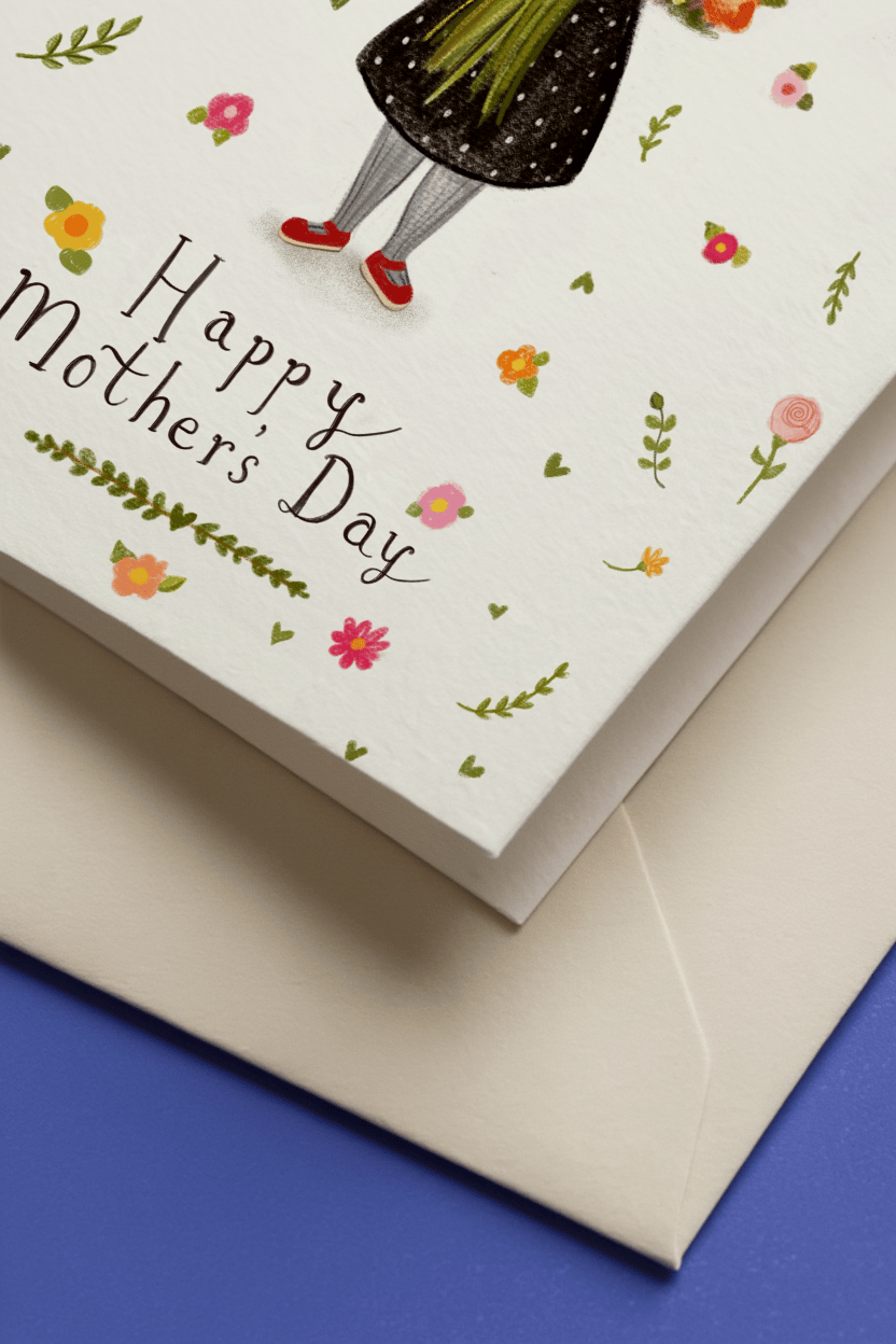 Bouquet Girl Mother's Day Card mockup 3