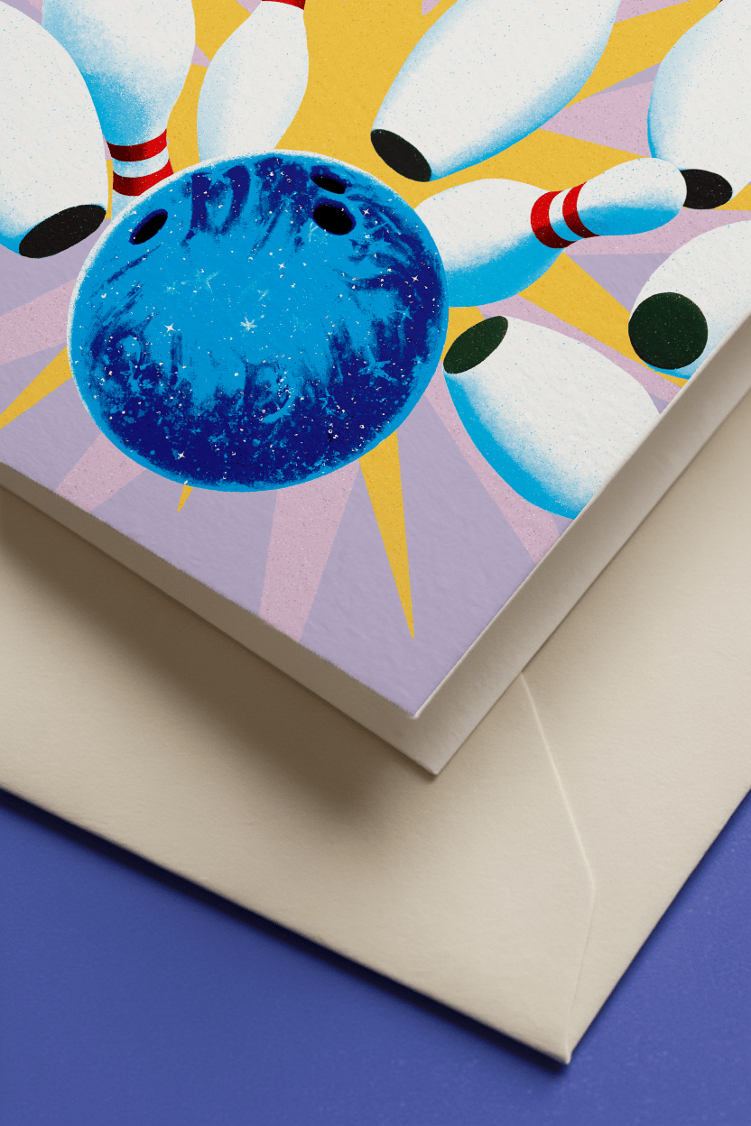 Birthday Strike Bowling Card mockup 3