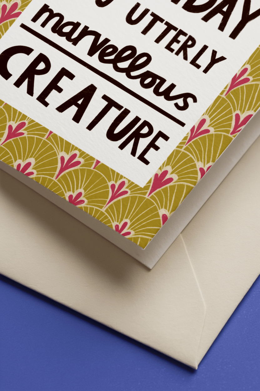 Happy Birthday Marvellous Creature Card mockup 3