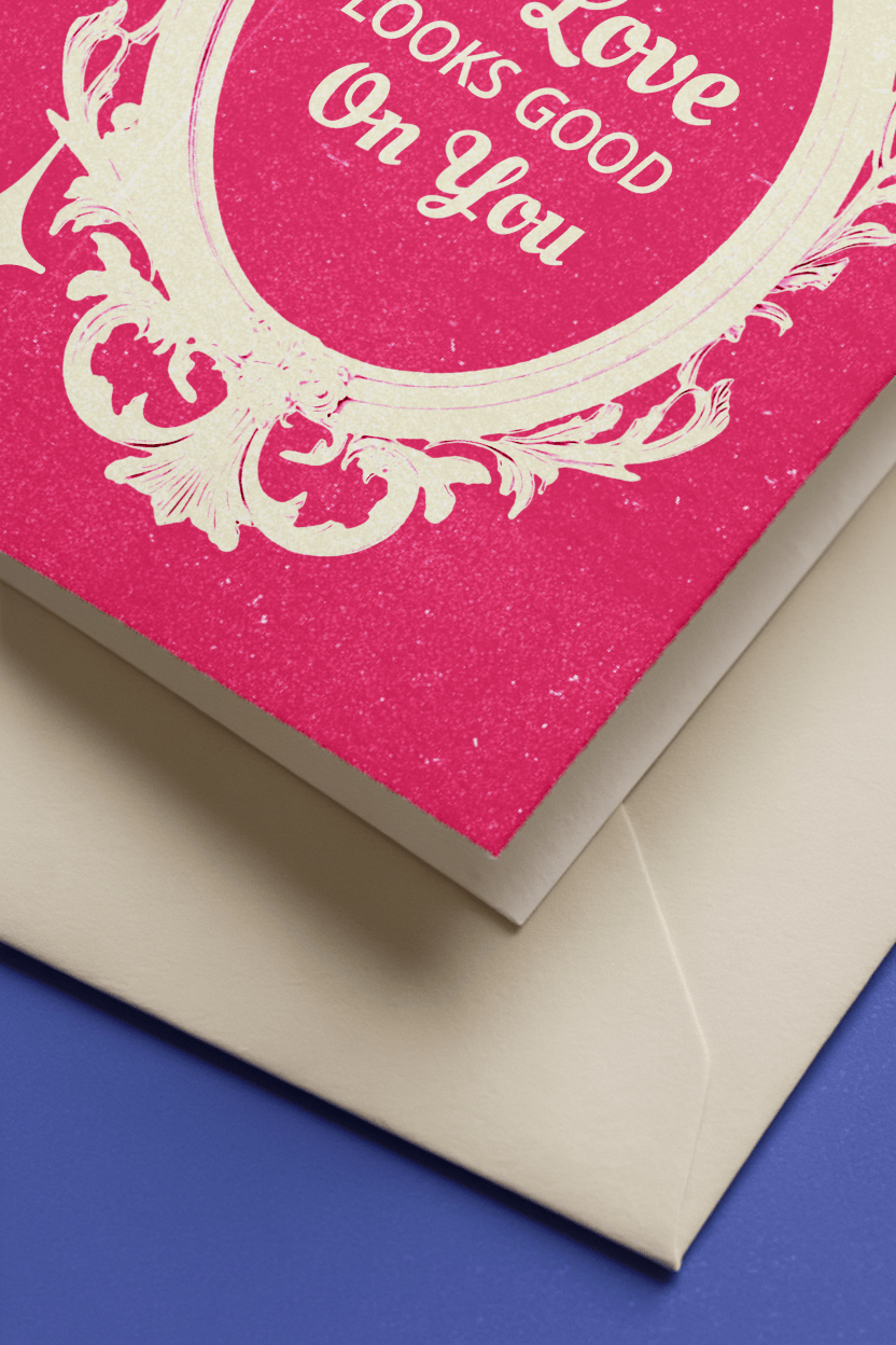 In Love Looks Good On You Card mockup 3