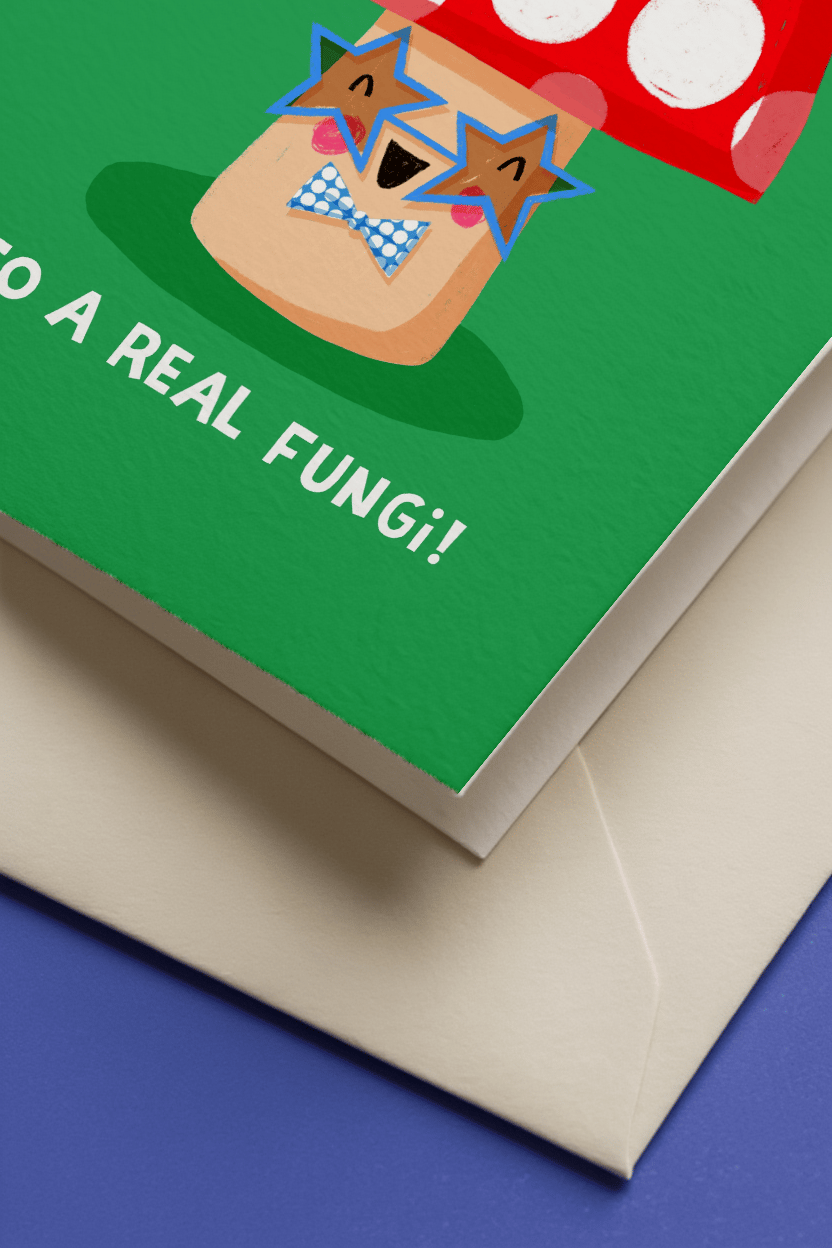 Happy Birthday to a Real Fungi Card mockup 3