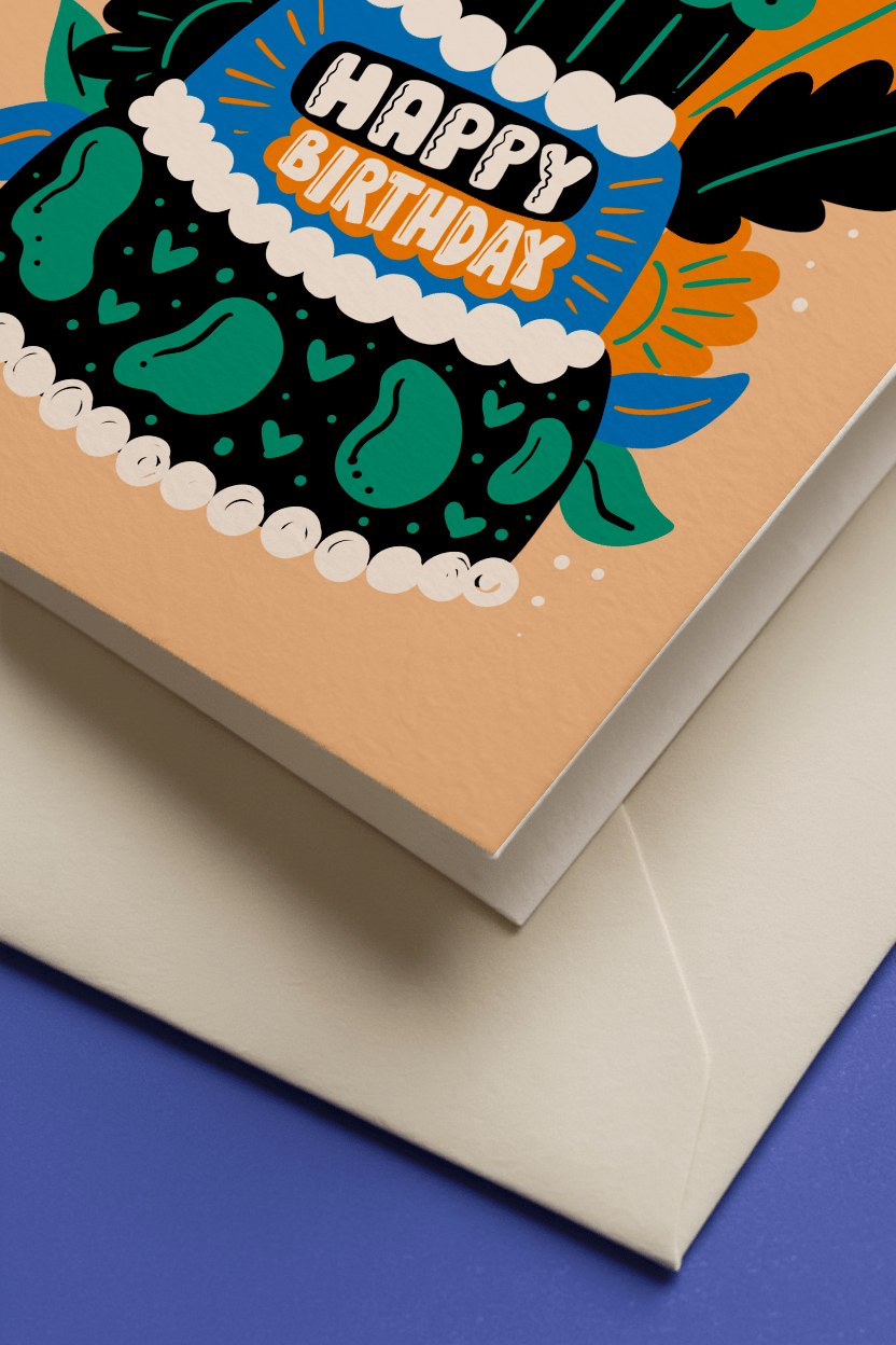 Colorful Cake Birthday Card mockup 3