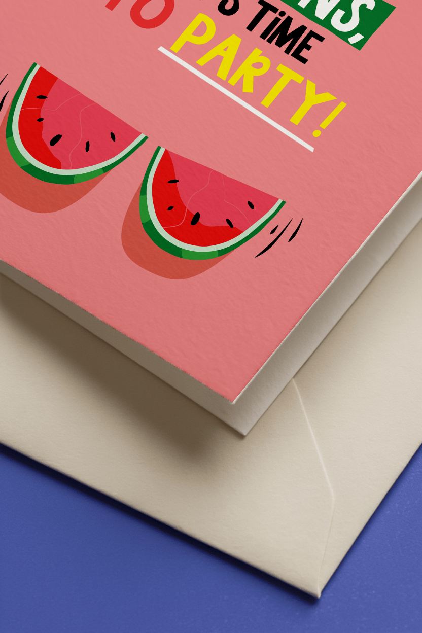 Shake Your Melons Birthday Card mockup 3
