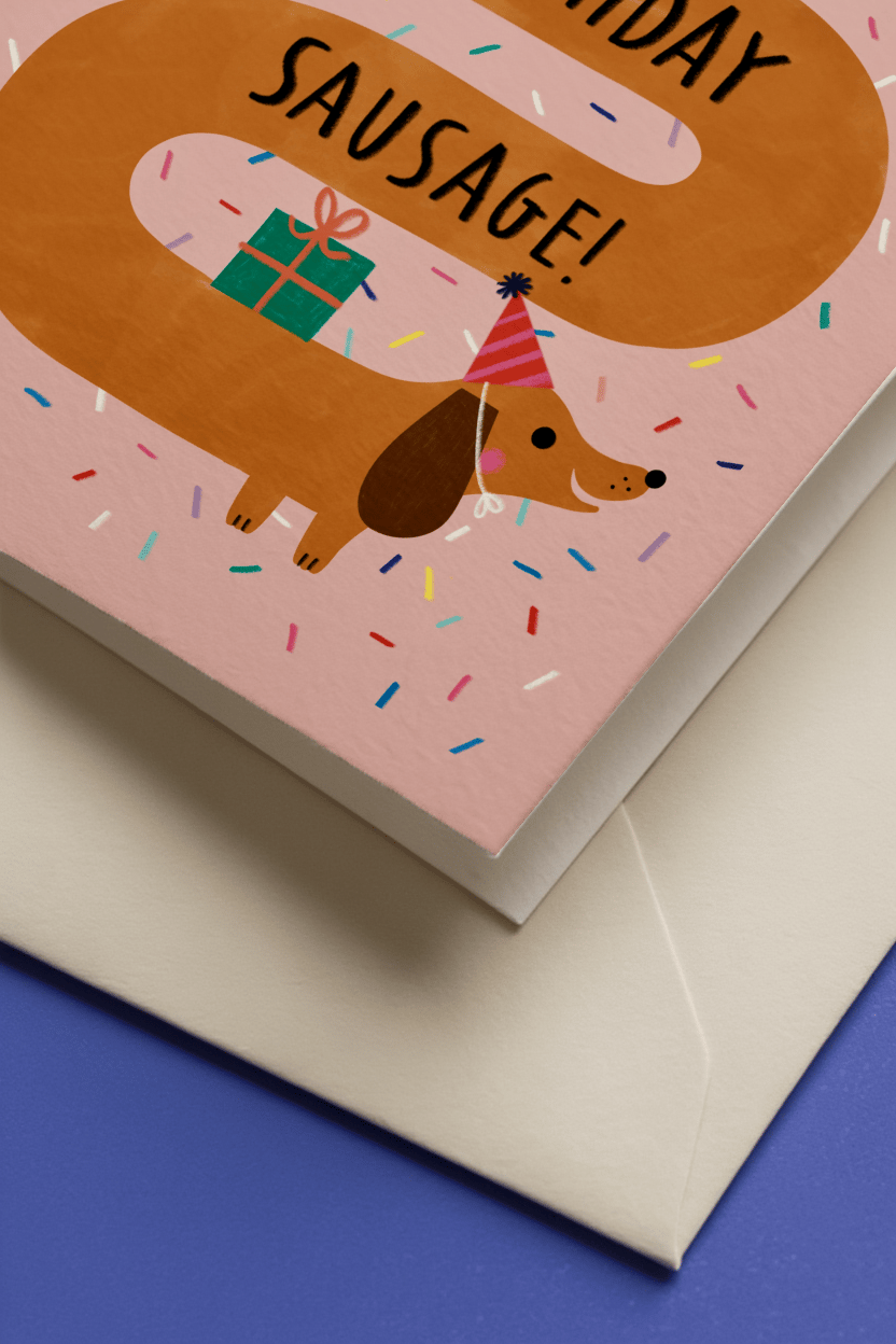 Happy Birthday Sausage Card mockup 3