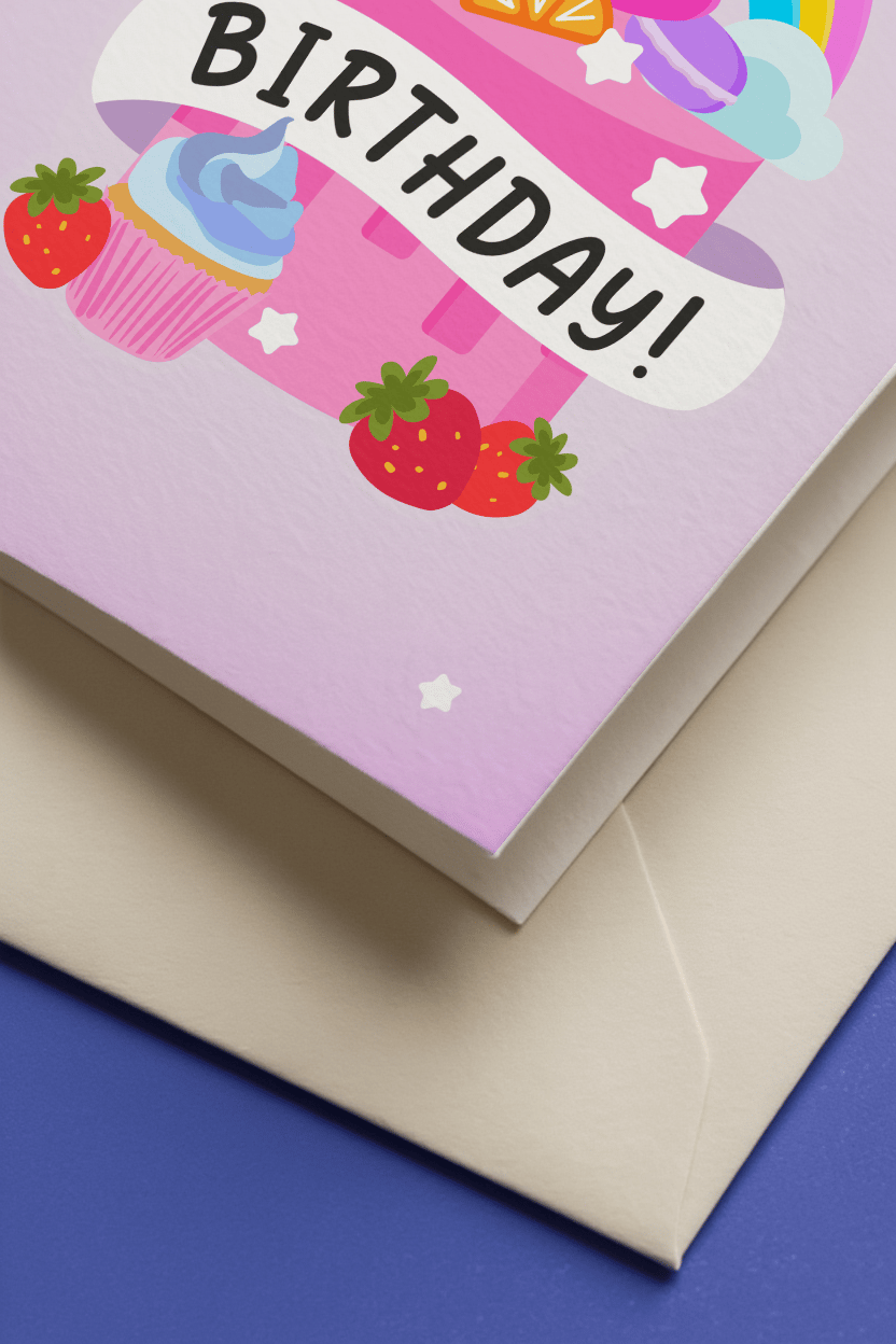Rainbow Sweet Treats Birthday Card mockup 3