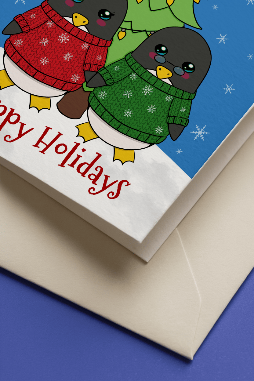 Happy Holidays Mom & Dad Penguins mockup 3