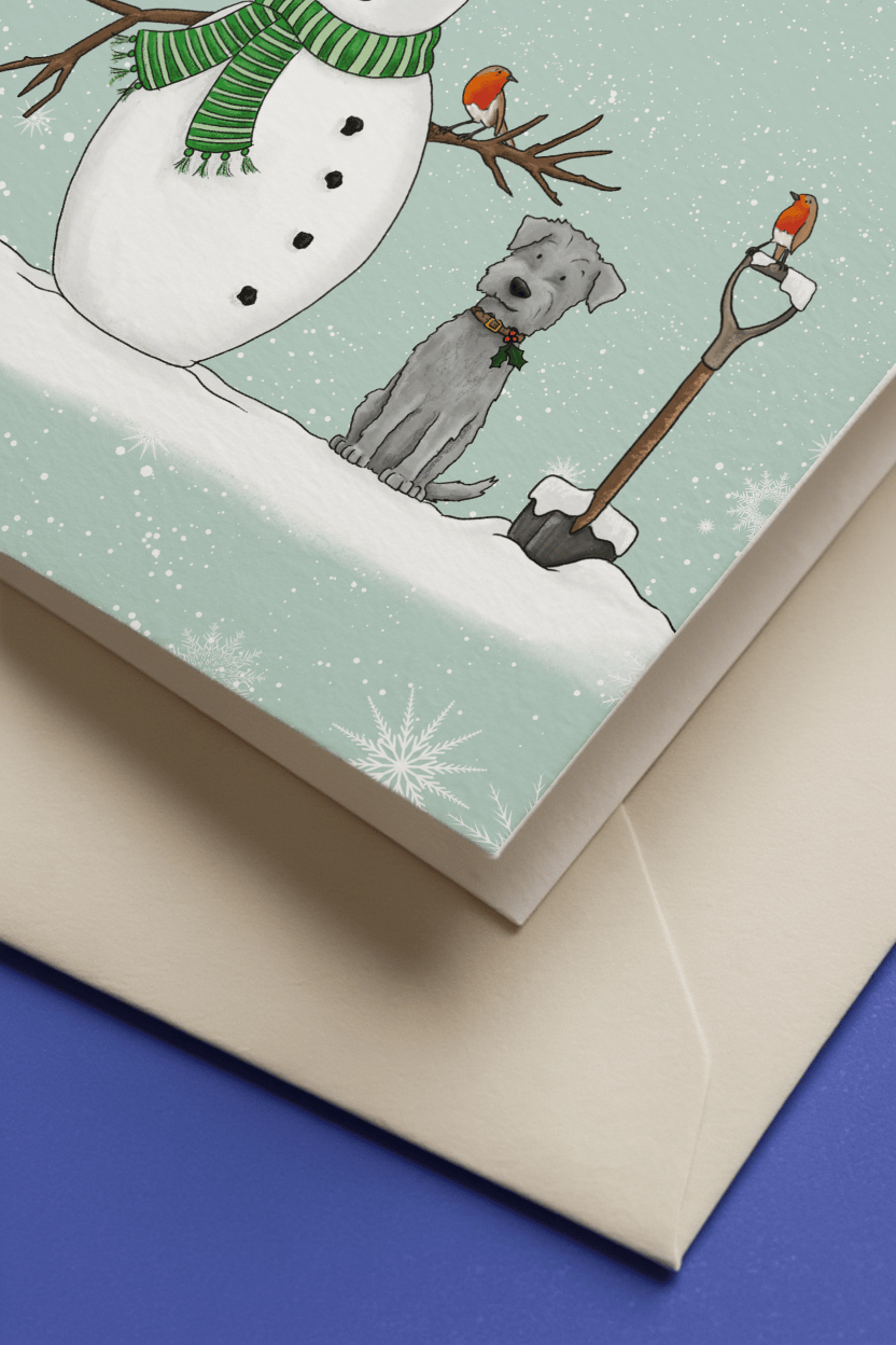 A Snowman, Dog, and Birds Celebrate Christmas mockup 3