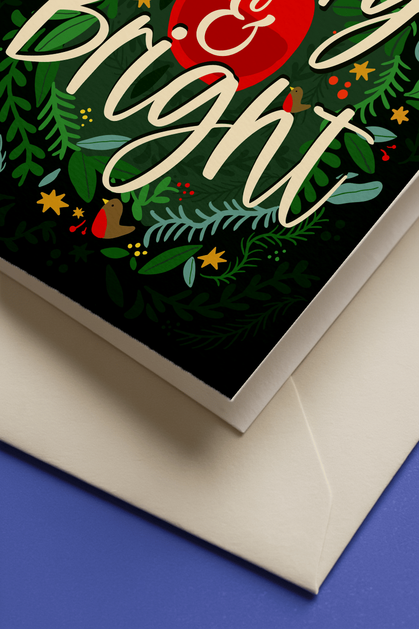 Merry & Bright Christmas Leaves mockup 3