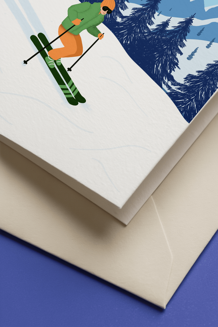 Happy Holidays Skiing in the Mountains mockup 2