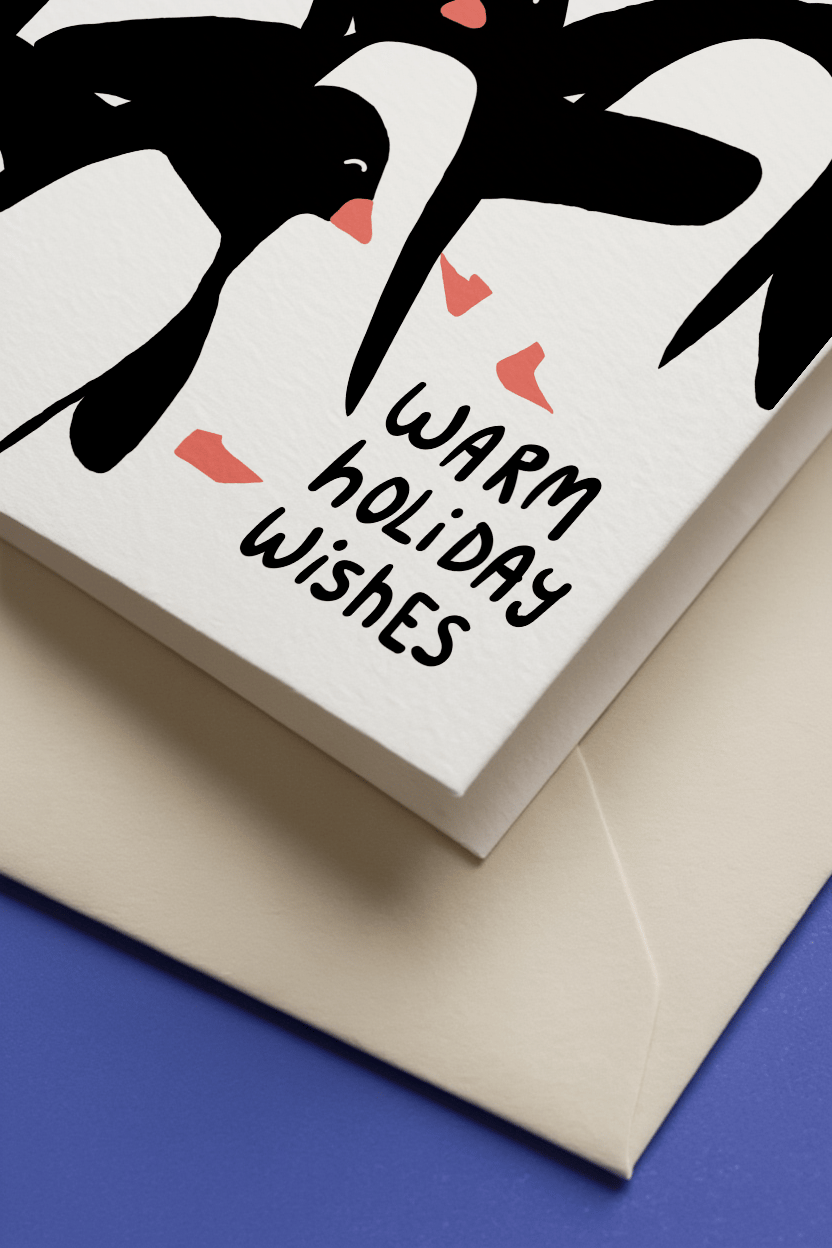 Warm Holiday Wishes with Penguins mockup 3