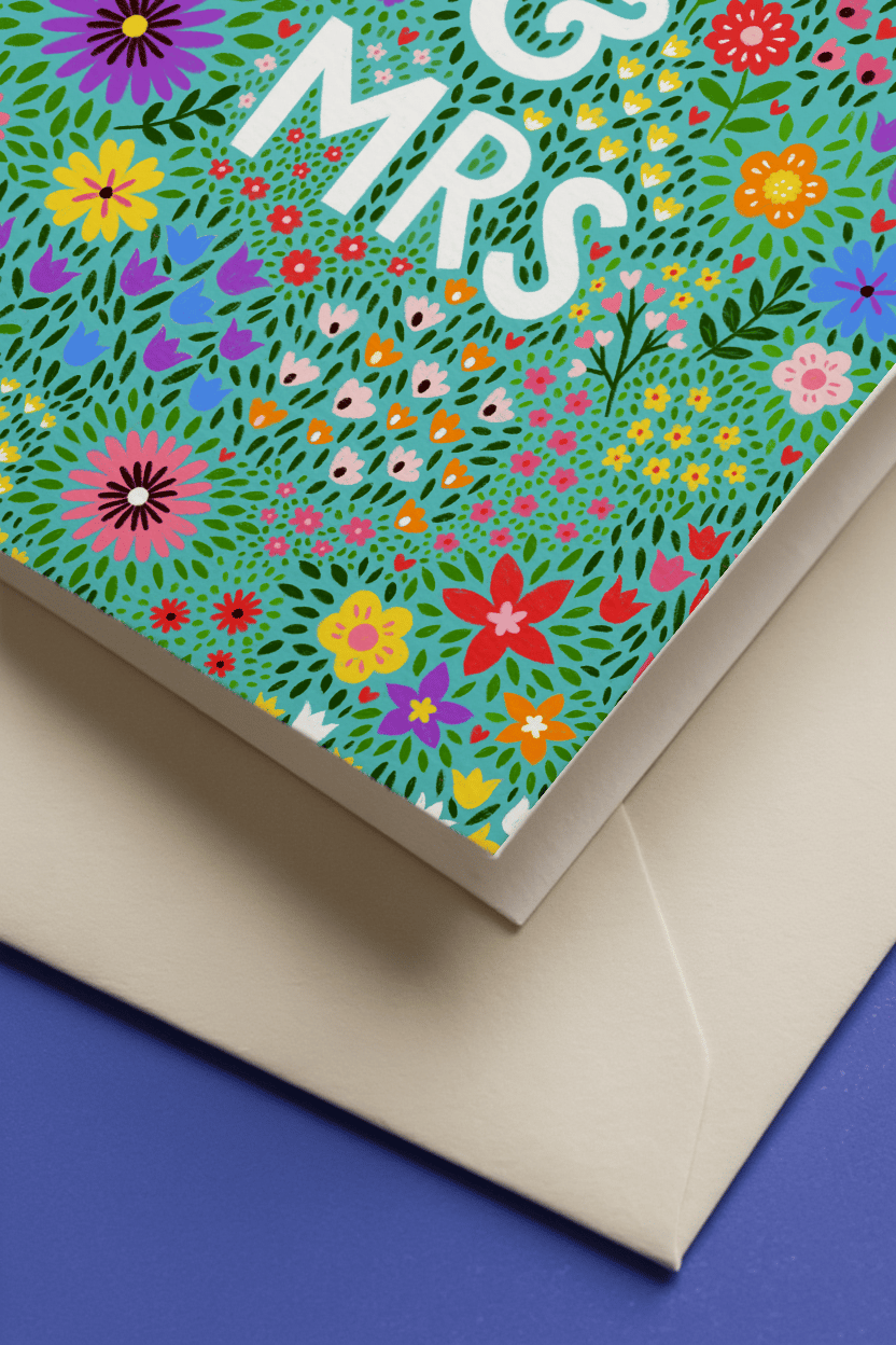 Floral Mr & Mrs Wedding Card mockup 2