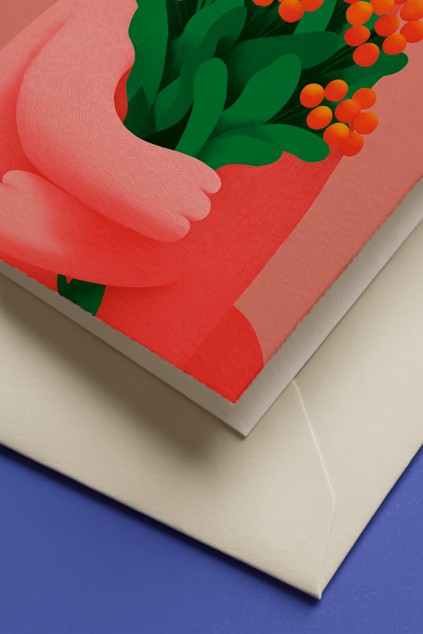 cat holding flowers mockup 3