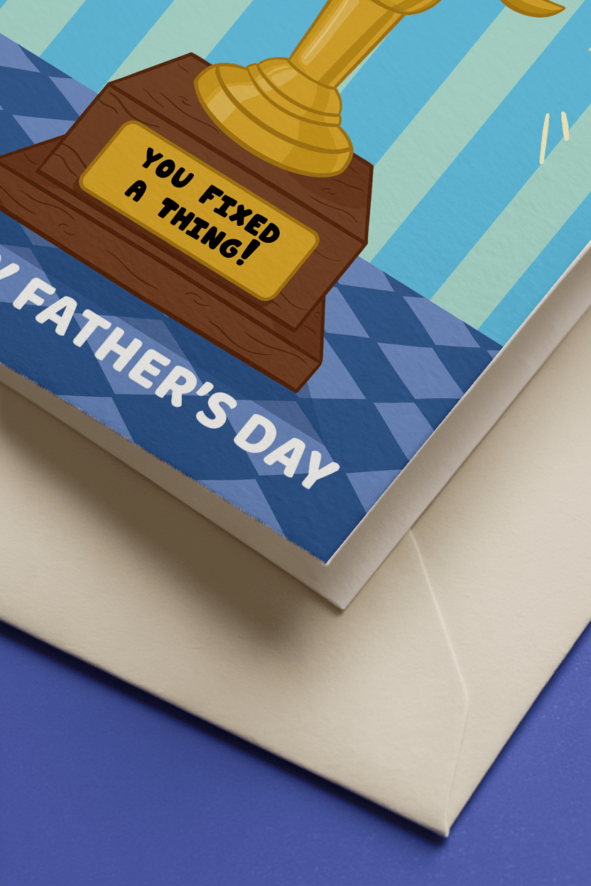 You Fixed a Thing! Trophy Card mockup 3