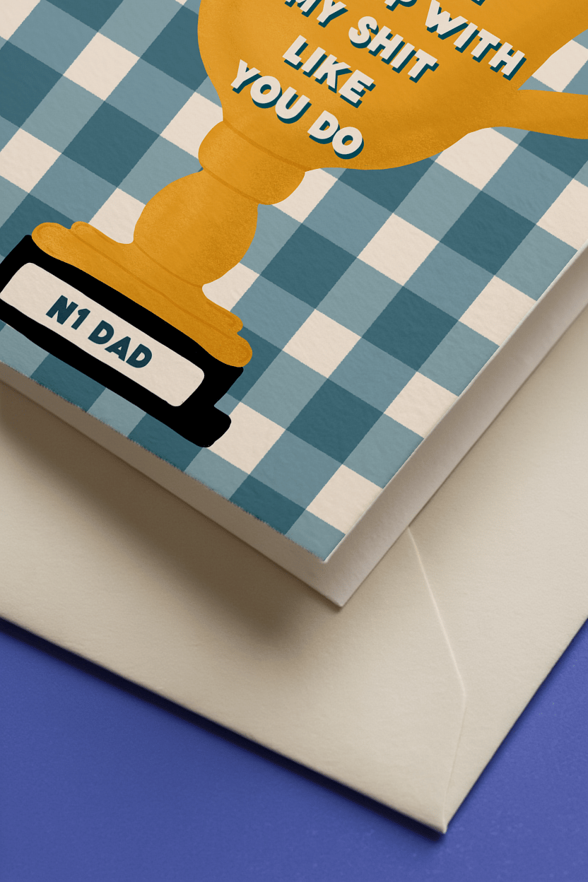 Funny Dad Trophy Card mockup 3