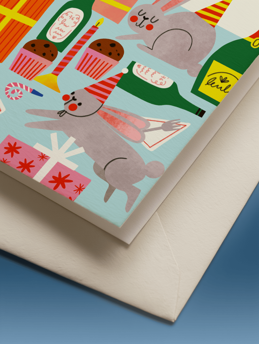 Hoppy New Year Bunny Card mockup 3