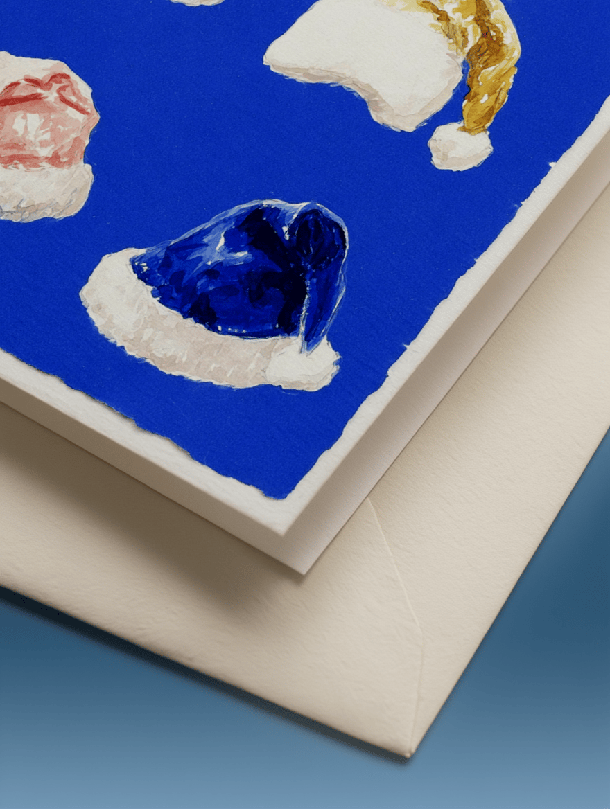 Colorful Santa Hats Greeting Card mockup 3
