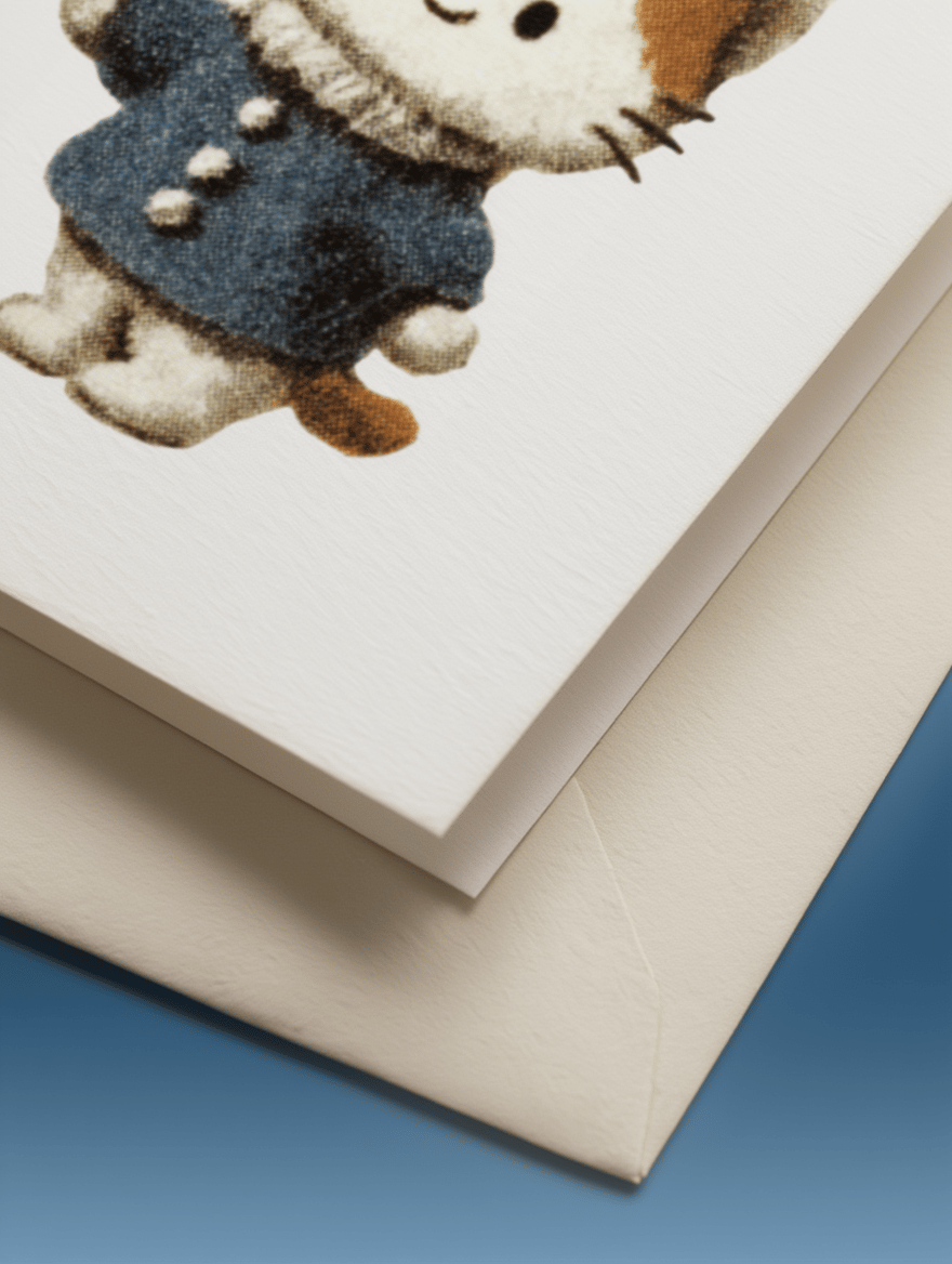 Cute Cat Winter Wishes Card mockup 3